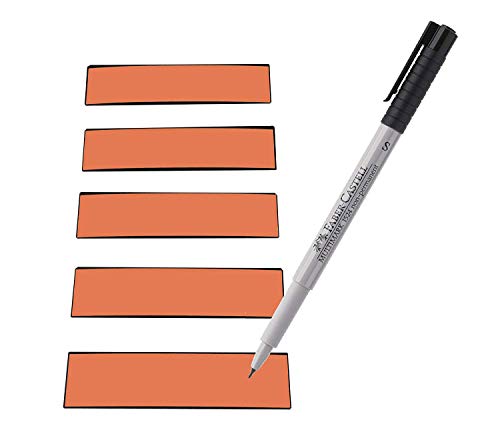 Magnetstreifen Etiketten orange 100x30 mm - 25 Stück - beschreibbar incl. Stift von EisenRon
