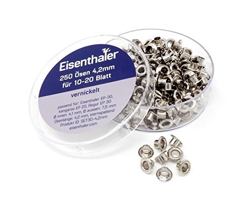 Eisenthaler 250 Ösen SET30-4.2mm, vernickelt für 10-20 Blatt Eisenthaler 250 Ösen SET30-4.2mm, vernickelt für 10-20 Blatt von Eisenthaler