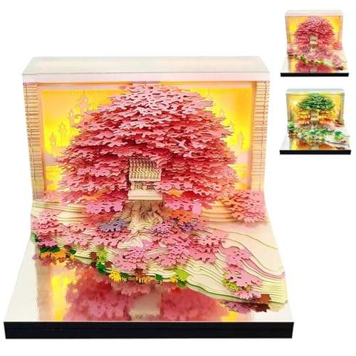 2026 3D Tischkalender mit LED-Lichtern, 3D Memo Block, Baumhaus, Abnehmbarer Kalender 2026, Zeitmesser Kalender 2026, Geschenk für Weihnachten, Thanksgiving, Geburtstag von Eivdru