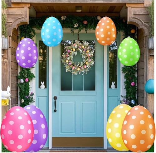 6 Stück Osterdeko Outdoor Osterdekoration Ostereier XXL Ostern Dekoration 40 cm Osterei Ei Dekoration Zu Ostern Riesige Osterei Dekorationen Schaufenster Für Warenpräsentation Garten von Eivdru