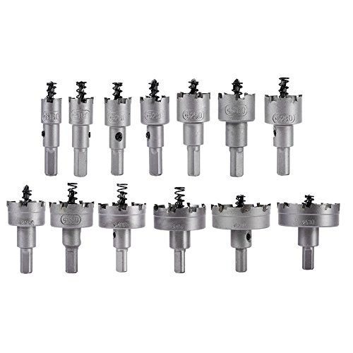 13 Stück Lochsäge Hartmetall Set, TCT Bohrer Lochsägen Set Edelstahl Bohrkrone Metall Dosenbohrer, für Edelstahl Eisen Kupfer Kunststoff Holz 16mm -53 mm von Ejoyous