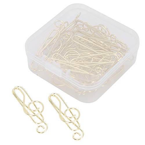 20 Stück Büroklammern, Süßer Musiknotenpapierclip Set, Gold Klein und Exquisit Briefklammern, Wiederverwendbare Klein Büroklammer (GOLD) von Ejoyous
