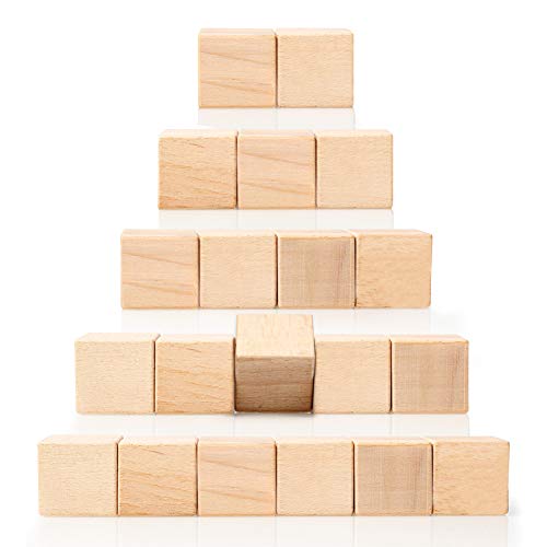 20 Stück Holz Würfel 20mm Holzwürfel Blanko Deko Holz Basteln Bastelmaterial Holz Quadrat Würfel Natur Deko zum DIY Basteln Malen DIY Handwerk Dekoration von Ejoyous