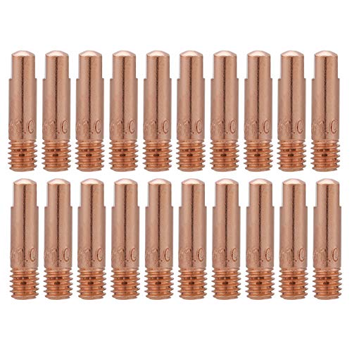 20Pcs Kupfer Kontaktspitze, Mig Mag Schweissgerät Schweißdüsen Stromdüsen Kontaktröhrchen Schweißbrenner Schweißspitzen für Binzel 15AK MIG/MAG Schweißbrenner (1.0) von Ejoyous