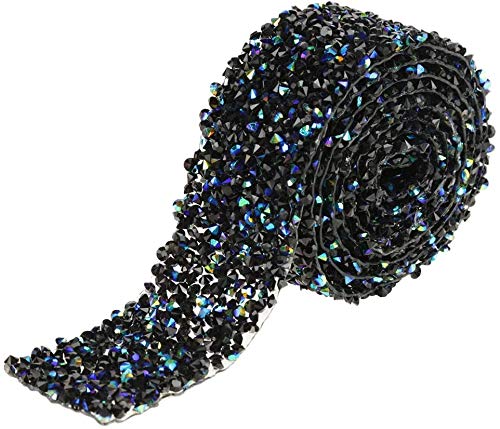 30mm Diamant Band, 1 Yard Strass Band Diamant Mesh Wrap Rolle Sparkle Kristall Dekoration Paillettenband Dekoband Glitzerband für Hochzeitstorte Brautkleid Kerze Vase Herzstück DIY Grau Strass von Ejoyous