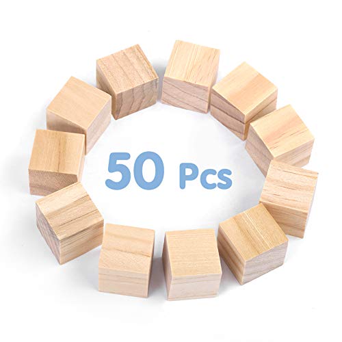 50 Stück Holzwürfel 10mm, Holz Würfel Blanko Deko Holz Basteln Bastelmaterial Holz Holzblöcke Quadrat Würfel Natur Deko zum DIY Basteln Malen DIY Handwerk Dekoration von Ejoyous