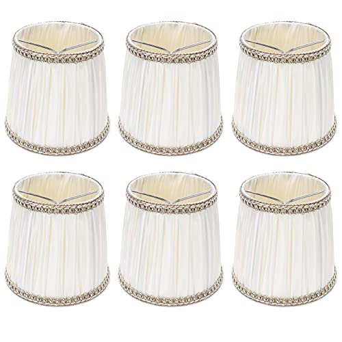 Ejoyous 6Pcs Lampenschirme, Stoff Lampenschirm E14 Nachttisch Lampenschirm Flachs Kerze Kronleuchter Lampenschirm für Schlafzimmer Hallen Arbeitszimmer Hotels Studios von Ejoyous