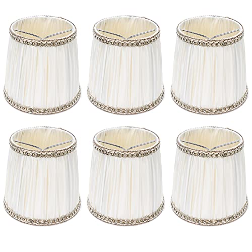 6Pcs Lampenschirme, Stoff Lampenschirm E14 Nachttisch Lampenschirm Flachs Kerze Kronleuchter Lampenschirm für Schlafzimmer Hallen Arbeitszimmer Hotels Studios von Ejoyous