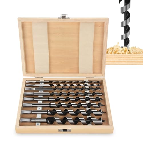 8 Stück Schlangenbohrer Set, Holzbohrer Set Kohlenstoffstahl Schlangen-Bohrer Satz Kunstbohrer mit Holzkiste für Holzbearbeitung Mehrzweckbohrer Schaft Holz Tools 6 8 10 12 14 16 18 20 mm 8 Stück Schlangenbohrer Set, Holzbohrer Set Kohlenstoffstahl Schlangen-Bohrer Satz Kunstbohrer mit Holzkiste für Holzbearbeitung Mehrzweckbohrer Schaft Holz Tools 6 8 10 12 14 16 18 20 mm von Ejoyous