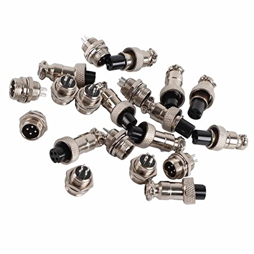 Aviation Steckdose Set 10 Stücke, GX12 4 Pin Buchse Metall Luftfahrt Stecker Drahtverbinder Männlich Metallische Luftfahrt Kabelverbinder Connector Plug Aviation, für Audio von Ejoyous