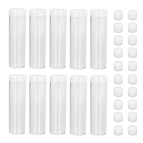 Ejoyous 10 Packung Klare Plastikmünzenröhrchen mit Schutzschwämmen für die Münzlagerungssammlung Organisationsviertel Gedenkmünzen von Ejoyous