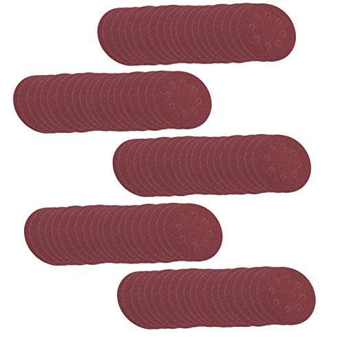 Ejoyous 100pcs 8 Löcher 5 Runde Polier -Sandpapierscheiben 60/80/100/120/240 Körnchen Schleifscheiben mit Alumina -Schleifmittel für Möbelhardware Automobile Reparatur von Holzmetallfarbe Oberfläche von Ejoyous