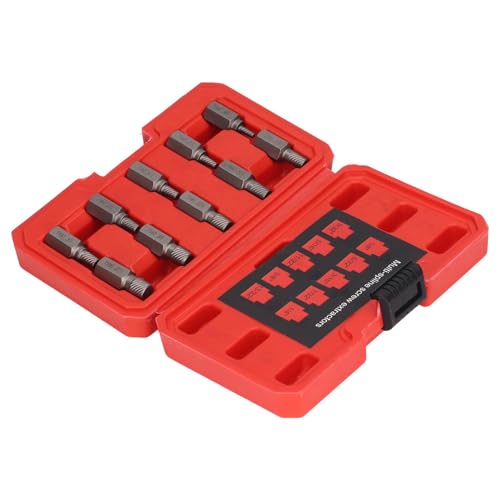 Ejoyous 10pcs Sechskantkopf Linke Spirale Zerbrochene Schraubenschrauben Entfernungswerkzeug mit Lagerbox aus Chrommolybdän Stahlschraubenextraktoren für Effiziente Wartungsaufgaben Eingestellt von Ejoyous