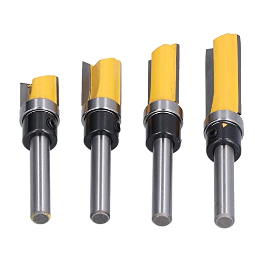 Ejoyous Carbide Tipp Fräser-Set, 4-teilig, 1/4 Zoll Schaft, Flush Trim und Scharnierausfräsung, Holzbearbeitungs-Fräswerkzeug, für Verschiedene Schneidaufgaben, mit Einer Schneidbreite von Ejoyous