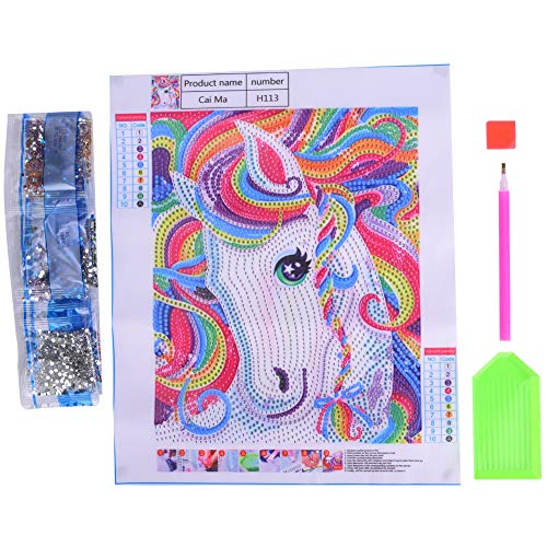 Diamond Painting Set, 5D Diamant Malerei Kit für Kinder Farbige Pferde DIY Voller Diamond Art Painting Stickerei Full Pferd Mosaikherstellung für Geschenk Home Room Wanddekoration von Ejoyous