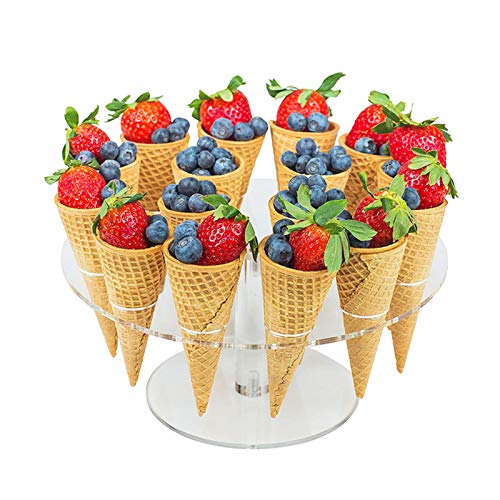 Ejoyous Eistüte Halter, 16 Loch Acryl Eistütenhalter Transparent Eiswaffel Ständer Eiscreme Ständer Eiswaffelständer Eiswaffelhalter für Weihnachten Geburtstag Party Dekoration von Ejoyous