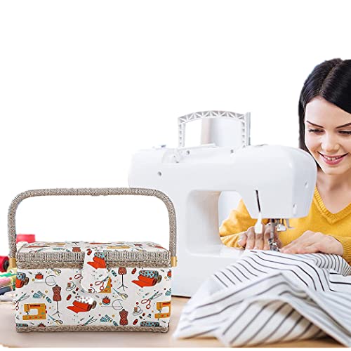 Ejoyous Nähkorb, Stoff-Nähkasten im ländlichen Stil mit abnehmbarem transparentem Tablett Nadelkissen-Tasche Magnetverschluss für Heim- und Reisestil, 10,9 x 7,1 x 5,7 Zoll Ejoyous Nähkorb, Stoff-Nähkasten im ländlichen Stil mit abnehmbarem transparentem Tablett Nadelkissen-Tasche Magnetverschluss für Heim- und Reisestil, 10,9 x 7,1 x 5,7 Zoll von Ejoyous