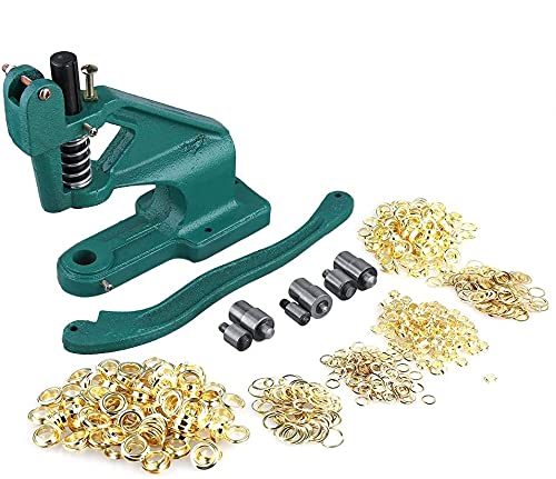 Ejoyous Ösenpresse Set für Stoffe, Ösenzange mit Nietenpresse Ösen Maschine Professionelle mit 3 Stempelsätzen und 900 Ösen 6/10/12 mm Oesen Stanze, für Tasche Lederstoff Gürtel Handwerk Nähen von Ejoyous