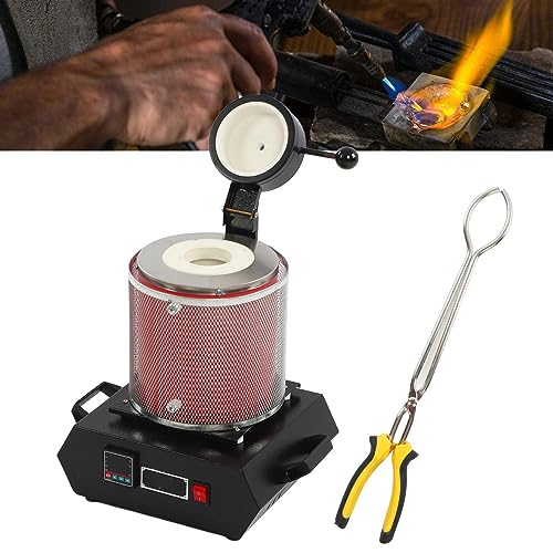 Gold Schmelzofen 3KG, Elektrischer Schmelzofen mit Graphit Tiege Metall Schmelzofen Maschine, für Kupfer Aluminium Messing Bronze Silber melting furnace (EU-Stecker 220 V) von Ejoyous