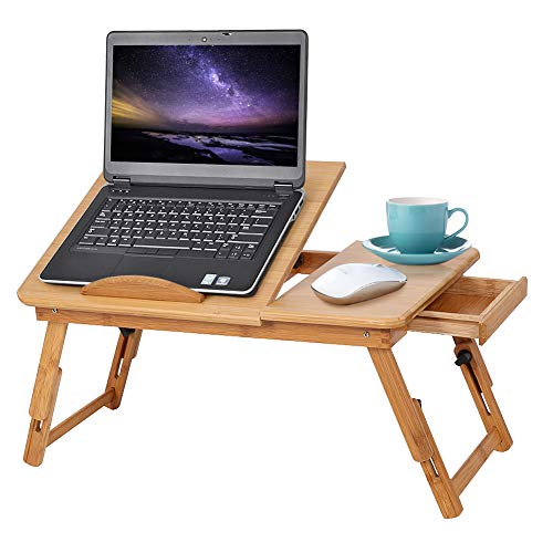 Ejoyous Laptoptisch fürs Bett, Betttablett Tabletttisch Mini Tisch Holz klappbar Frühstückstablett mit Schublade Betttisch für Sofa Lesen Zeichentisch Ejoyous Laptoptisch fürs Bett, Betttablett Tabletttisch Mini Tisch Holz klappbar Frühstückstablett mit Schublade Betttisch für Sofa Lesen Zeichentisch von Ejoyous