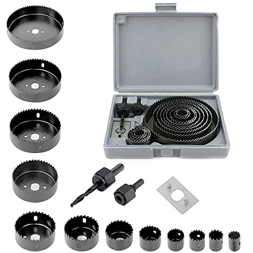 Lochsägen Set 16-teiliges Komplettset 19mm-127mm im Koffer mit Dornen Montageplatte für Holz, PVC-Platten, Trockenbau- und Kunststoffplattenbohren HSS Zentrierbohrer im praktisch Kunststoffkoffer Lochsägen Set 16-teiliges Komplettset 19mm-127mm im Koffer mit Dornen Montageplatte für Holz, PVC-Platten, Trockenbau- und Kunststoffplattenbohren HSS Zentrierbohrer im praktisch Kunststoffkoffer von Ejoyous