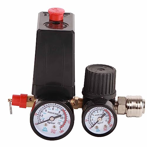 Luftkompressor Druckschalter, Druckregler Kompressorschalter 1/4in 4 Löcher Controller Regulator Ventil 90-120PSI 220V für präzise Drucksteuerung für Heimwerker und professionelle von Ejoyous