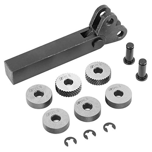 Ejoyous Rändelwerkzeug Set, 7 Stücke Rändel Drehmaschine mit Schneideisenhalter Diagonale Doppelrad Linear Rändelsatz, für Bearbeitungsmaschine Oberflächenmuster Drehbank Zubehör 0,5mm 1m von Ejoyous