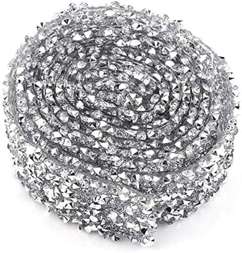 Diamant Band, Kette Kleber Patch Dekoriert Diamant Netz für Hochzeit Geburtstag Kunstwerke Bastelarbeiten glitzernde Strasssteine Rolle dekoratives Band (Silber, 30mm) von Ejoyous