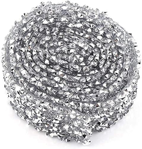 Strass Diamant Band, Strass Kette Kleber Patch Dekoriert Diamant Netz für Hochzeit Geburtstag Kunstwerke Bastelarbeiten glitzernde Strasssteine Rolle dekoratives Band (Silber, 30mm) von Ejoyous