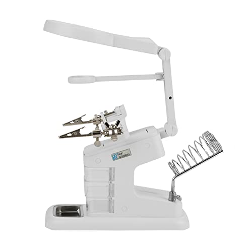 USB-Elektro-Lötkolben-Workstation, 3 X/4,5 X/25 X Lupe, LED-Leuchten, Board-Clips, Stabilitätsbasis, Lötkolben-Halter, 3 Mini-Werkzeugkoffer (WHITE) von Ejoyous