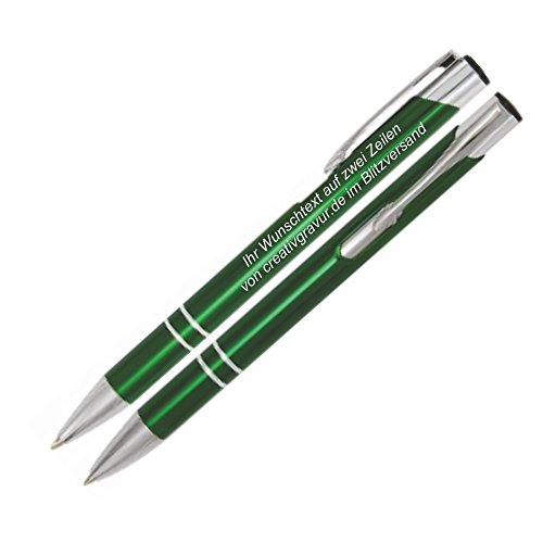 Metall Kugelschreiber mit Gravur (Lasergravur) COSMO Grün, nach Wunsch - 100 Stück. von EKOTASCHEN