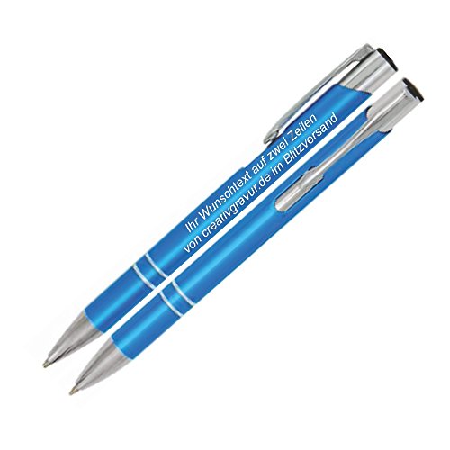 Metall Kugelschreiber mit Gravur (Lasergravur) COSMO Türkis, nach Wunsch - 100 Stück. von Ekotaschen