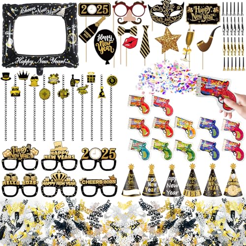 2025 Silvester Foto Requisiten 74 Stück, Silvester Deko 2025, Silvester Brille 2025, Konfetti Silvester, 2025 Brille, Silvester Tröten, Neujahr Dekoration Requisiten für Erwachsene Kinder 2025 Silvester Foto Requisiten 74 Stück, Silvester Deko 2025, Silvester Brille 2025, Konfetti Silvester, 2025 Brille, Silvester Tröten, Neujahr Dekoration Requisiten für Erwachsene Kinder von Ekukeon