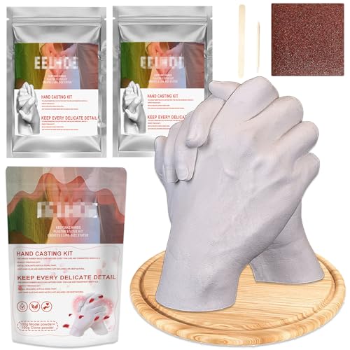 Ekukeon 3D Handabdruck Set, Handabdruck Set für Paare, Pärchen Geschenke Gips, Premium Alginat Abformmasse,Erstelle mit dem Abdruckset von Ekukeon