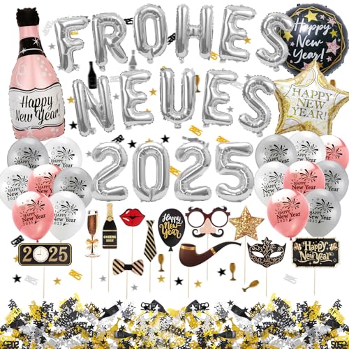 Silvester Deko 2025 - Frohes Neues Jahr Ballon, Foto Requisiten, Glitzer Confetti Tischdeko, Happy New Year Dekoration, Silvesterparty Silvester Deko 2025 - Frohes Neues Jahr Ballon, Foto Requisiten, Glitzer Confetti Tischdeko, Happy New Year Dekoration, Silvesterparty von Ekukeon