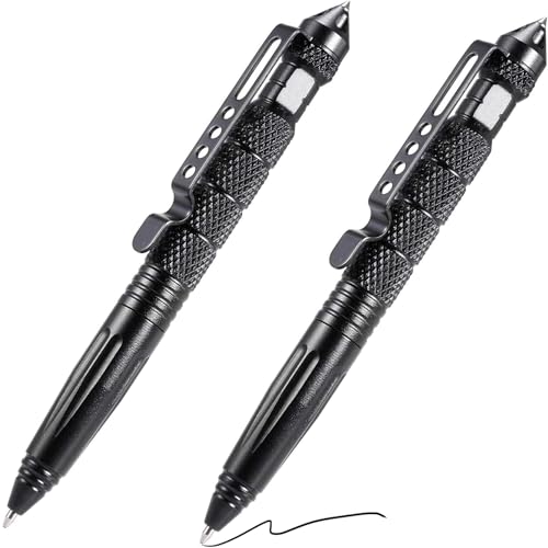 Ekunbuy Taktischer Kugelschreiber – Multifunktionaler Tactical Pen mit Wolframstahl Glasbrecher, 15,5 cm, für Notfälle und Selbstverteidigung (2 Stück) von Ekunbuy