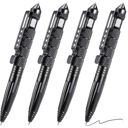 Ekunbuy Taktischer Kugelschreiber – Multifunktionaler Tactical Pen mit Wolframstahl Glasbrecher, 15,5 cm, für Notfälle und Selbstverteidigung (4 Stück) von Ekunbuy