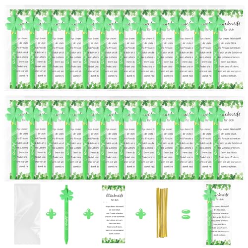 24 Set Glücksstift Vierblättriges Kleeblatt Kugelschreiber, Dankeschön Geschenke für Team Kollegen Mitarbeiter, Erziehrer Danke Abschiedsgeschenk, Kleines Geschenk für Schüler Abschluss Prüfungsstress 24 Set Glücksstift Vierblättriges Kleeblatt Kugelschreiber, Dankeschön Geschenke für Team Kollegen Mitarbeiter, Erziehrer Danke Abschiedsgeschenk, Kleines Geschenk für Schüler Abschluss Prüfungsstress von ElaDüne