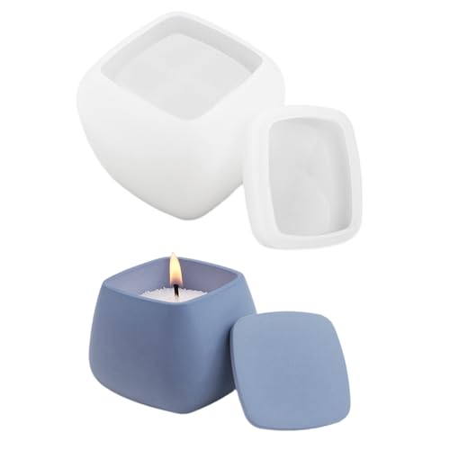Eladcncmc Quadratische Silikonformen für Tassen, kubische Form, Harzglas, Silikonformen für Epoxidharz-Halter, Aufbewahrungsglas von Eladcncmc