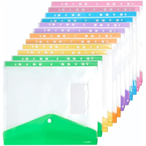 Elalove 12er-Set A4 Organisationsmappen – Transparente Dokumententaschen mit 6 Farben, Abheftbar, Spritzwassergeschützt für Büro, Schule, Reise Elalove 12er-Set A4 Organisationsmappen – Transparente Dokumententaschen mit 6 Farben, Abheftbar, Spritzwassergeschützt für Büro, Schule, Reise von Elalove