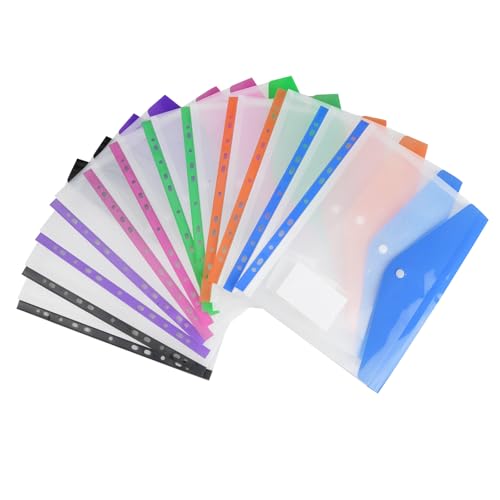 Elalove 12er-Set A4 Organisationsmappen – Transparente Dokumententaschen mit 6 Farben, Abheftbar, Spritzwassergeschützt für Büro, Schule, Reise Elalove 12er-Set A4 Organisationsmappen – Transparente Dokumententaschen mit 6 Farben, Abheftbar, Spritzwassergeschützt für Büro, Schule, Reise von Elalove