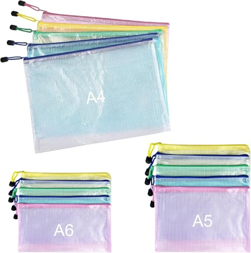 Elalove 15 Stück A4 A5 A6 Netz durchsichtige Reißverschluss Organizer Mappe – Wasserdicht, Leicht Sichtbar, 5 Farben, 3 Größen für Dokumente, Kosmetik, Kleinteile Elalove 15 Stück A4 A5 A6 Netz durchsichtige Reißverschluss Organizer Mappe – Wasserdicht, Leicht Sichtbar, 5 Farben, 3 Größen für Dokumente, Kosmetik, Kleinteile von Elalove