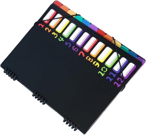 Elalove 2 stuk Organizer Mappe A4, 12 farbige Fächer aus PP-Kunststoff, wasserdicht – für Dokumente, Urkunden, Karteikarten (320x250 mm), Büro & Schule von Elalove