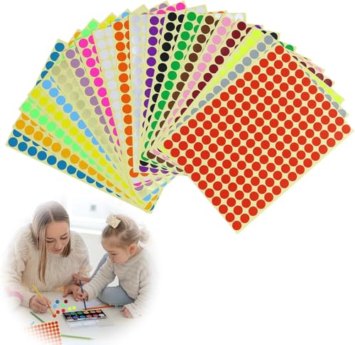 Elalove 3300 Stück runde Aufkleber bunt 20 Farben selbstklebend Klebepunkte farbig 10 mm Punktaufkleber für Beschriftung Organisation Büro Schule von Elalove