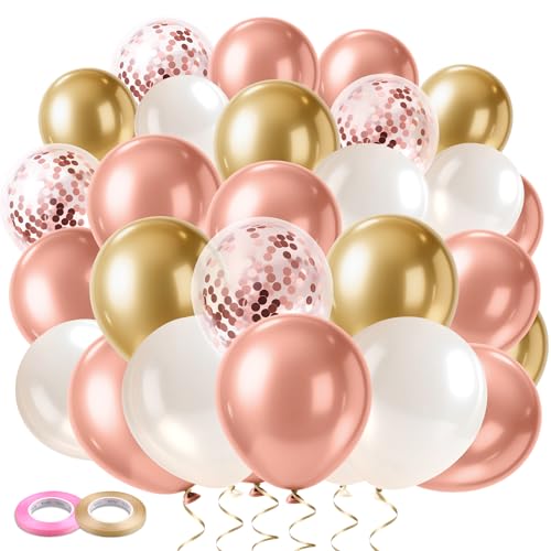 Elalove 70 Stück Luftballons in Rosa, Weiß & Gold – 12 Zoll Latex Ballons mit 2 Bändern für Geburtstag, Hochzeit, Party – Pastellfarbene & Goldene Luftballons im Set Elalove 70 Stück Luftballons in Rosa, Weiß & Gold – 12 Zoll Latex Ballons mit 2 Bändern für Geburtstag, Hochzeit, Party – Pastellfarbene & Goldene Luftballons im Set von Elalove