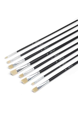 Elan Eckige Pinselset mit Langer Griff, 8X Schrägpinsel für Ölfarben, Borstenpinsel mit synthetischem Schweinshaar, Künstlerpinsel Set, Öl Pinsel Set, Malerpinsel, Angular Paintbrush Set Elan Eckige Pinselset mit Langer Griff, 8X Schrägpinsel für Ölfarben, Borstenpinsel mit synthetischem Schweinshaar, Künstlerpinsel Set, Öl Pinsel Set, Malerpinsel, Angular Paintbrush Set von Elan