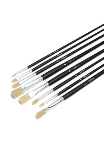 Elan Flache Pinselset mit Langer Griff, 8X Flachpinsel für Ölfarben, Borstenpinsel mit synthetischem Schweinshaar, Künstlerpinsel Set, Öl Pinsel Set, Malerpinsel, Flat Paintbrush Set Elan Flache Pinselset mit Langer Griff, 8X Flachpinsel für Ölfarben, Borstenpinsel mit synthetischem Schweinshaar, Künstlerpinsel Set, Öl Pinsel Set, Malerpinsel, Flat Paintbrush Set von Elan
