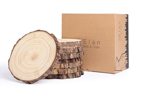 Elan Holzscheiben 20cm - 23cm Durchmesser 8 Stück, Baumstamm Scheiben, Baumscheiben Klein, holzscheiben 20 cm durchmesser, Holzscheibe Rund, baumscheiben 20 cm, Runde Holzplatte, Holz Weihnachten von Elan