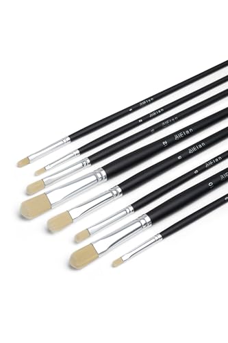 Elan Katzenzungen Pinselset mit Langer Griff, 8X Katzenzungenpinsel für Ölfarben, Borstenpinsel mit synthetischem Schweinshaar, Künstlerpinsel Set, Öl Pinsel Set, Malerpinsel, Filbert Paintbrush Set Elan Katzenzungen Pinselset mit Langer Griff, 8X Katzenzungenpinsel für Ölfarben, Borstenpinsel mit synthetischem Schweinshaar, Künstlerpinsel Set, Öl Pinsel Set, Malerpinsel, Filbert Paintbrush Set von Elan