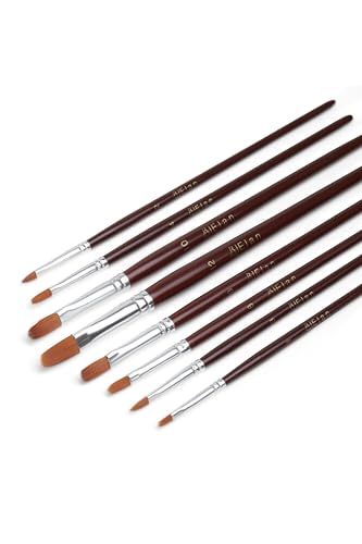 Elan Katzenzungen Pinselset mit kurzem Griff, 8X Katzenzungen Pinsel für Acrylfarben, Borstenpinsel, Künstlerpinsel Set, Acryl Pinselset, Malpinsel Acryl, Pinsel Acrylfarben, Filbert Paintbrush Set von Elan